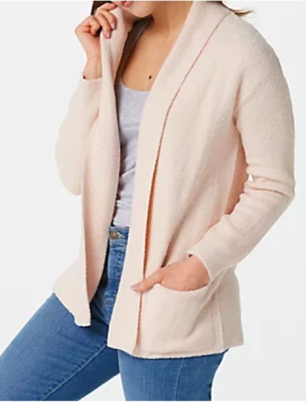 Barefoot Dreams CozyChic Lite Open Front Cardigan Size 2X Blush Pink